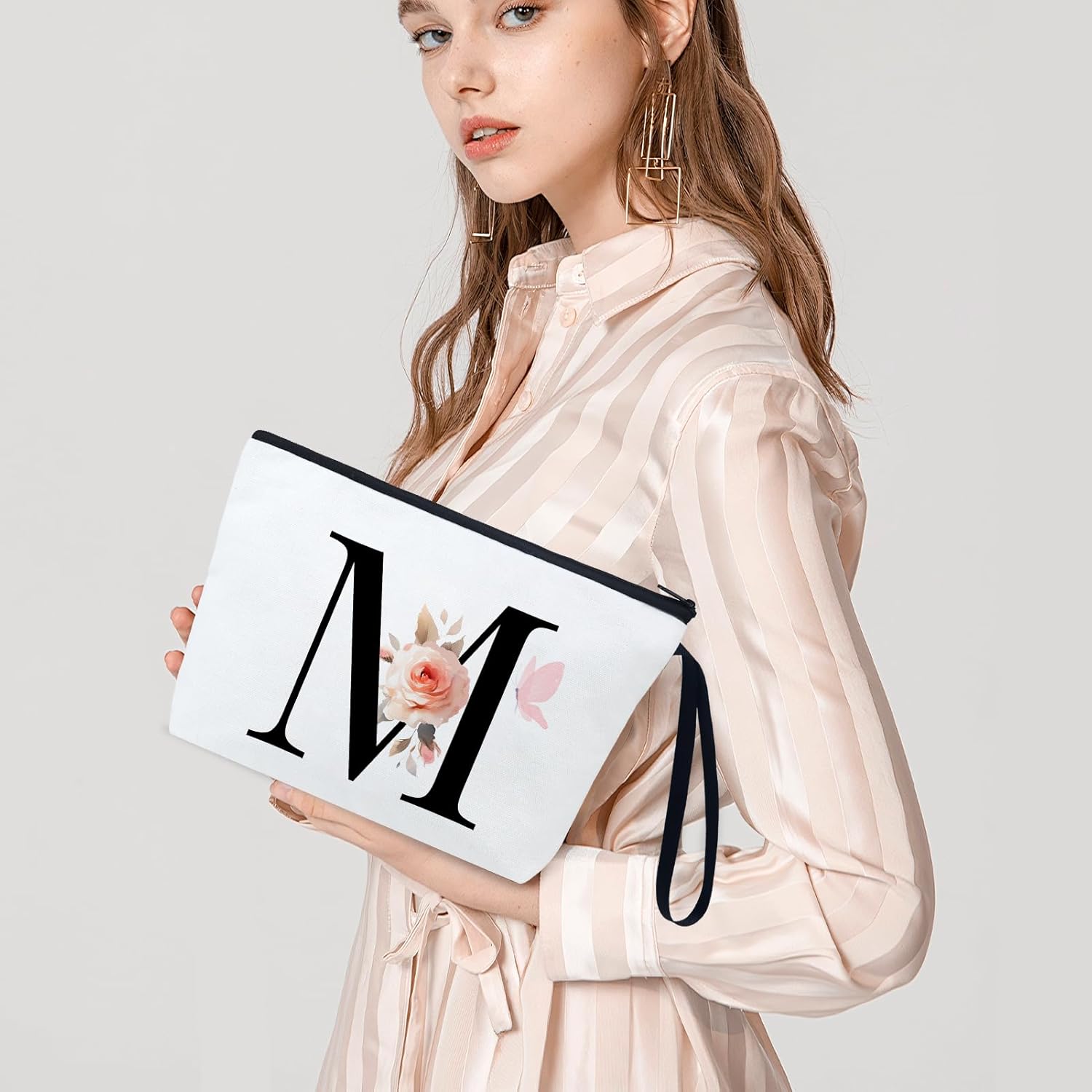 fmeida-makeup-bag-kosmetiktasche-canvas-floral-buchstabe-m image 6