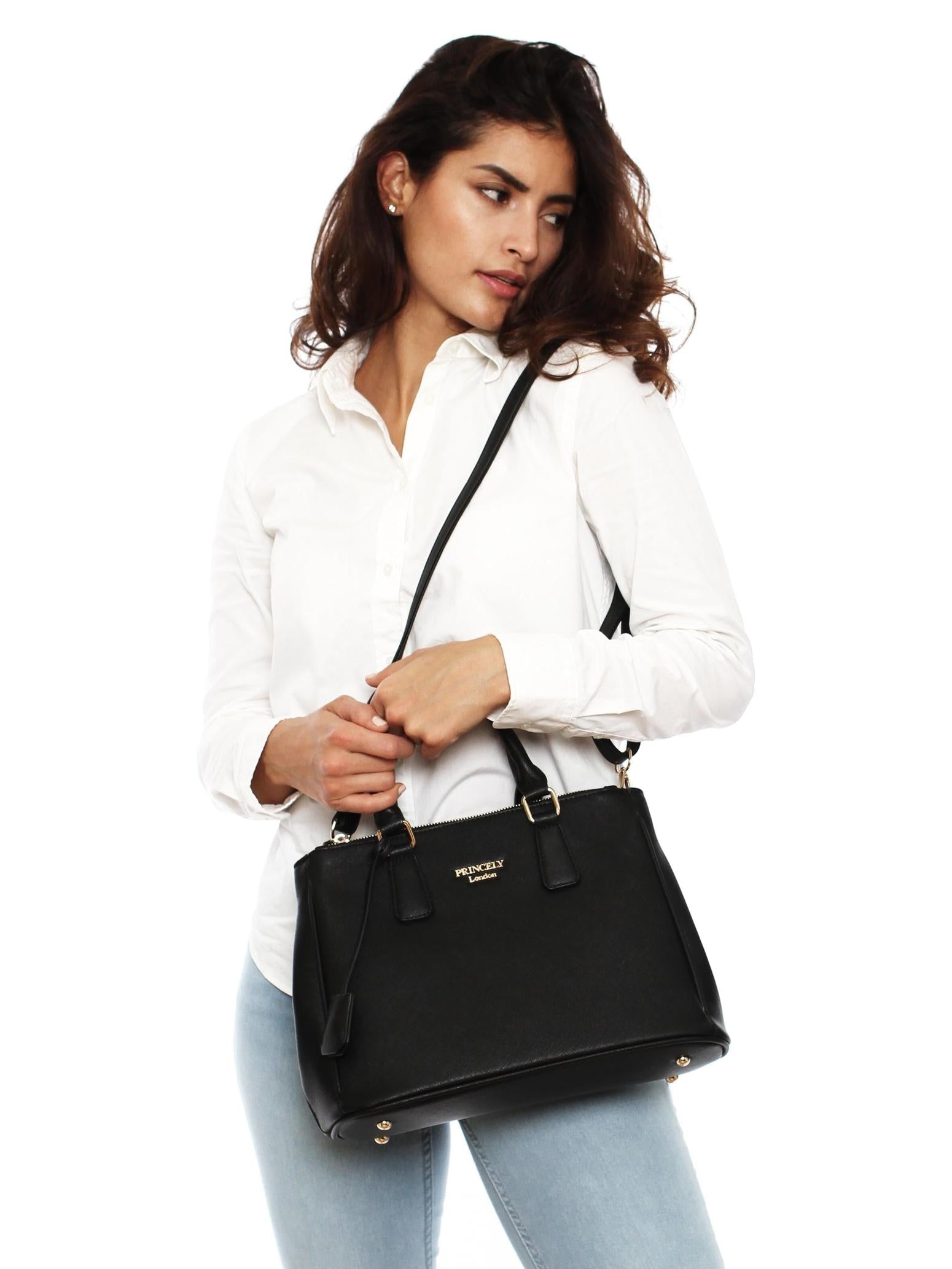 princely-london-viktoria-handtasche-schwarz-mit-f-chern image 5