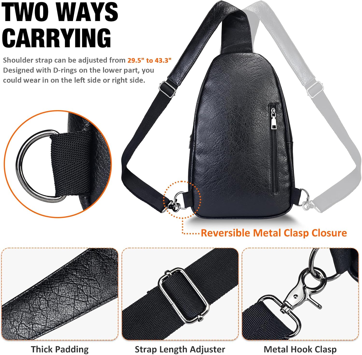 fmeida-sling-bag-umh-ngetasche-schwarz-kunstleder-crossbody image 5