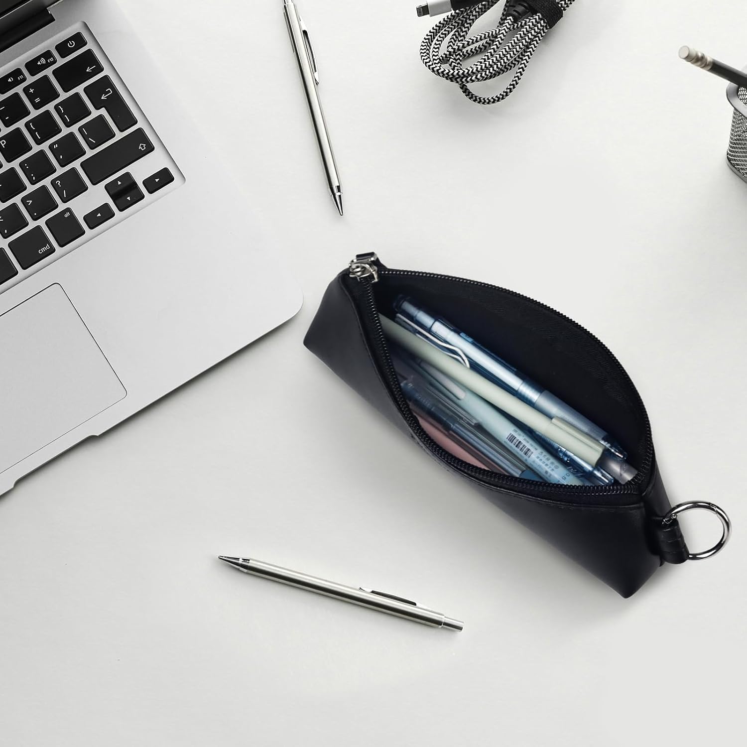 fmeida-pencil-case-federmappe-schwarz-pu-leder-samt-klein image 6
