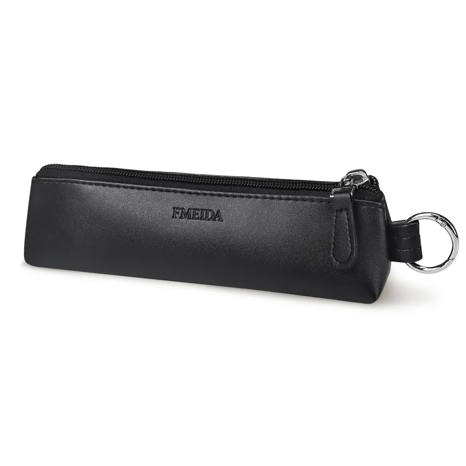 fmeida-pencil-case-federmappe-schwarz-pu-leder-samt-klein image 1