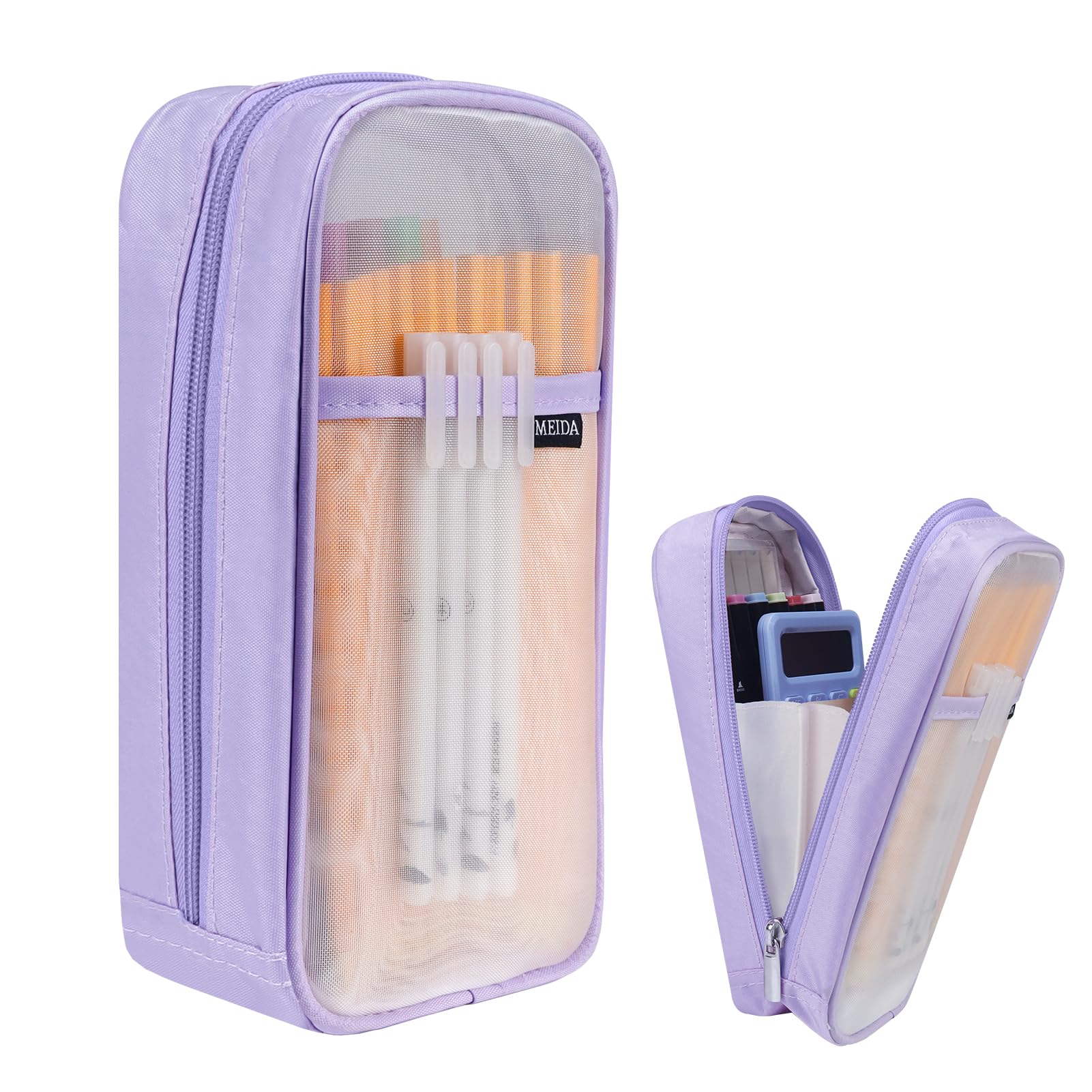 fmeida-grid-mesh-pencil-case-federmappe-schwarz-wei-4-f-cher image 8