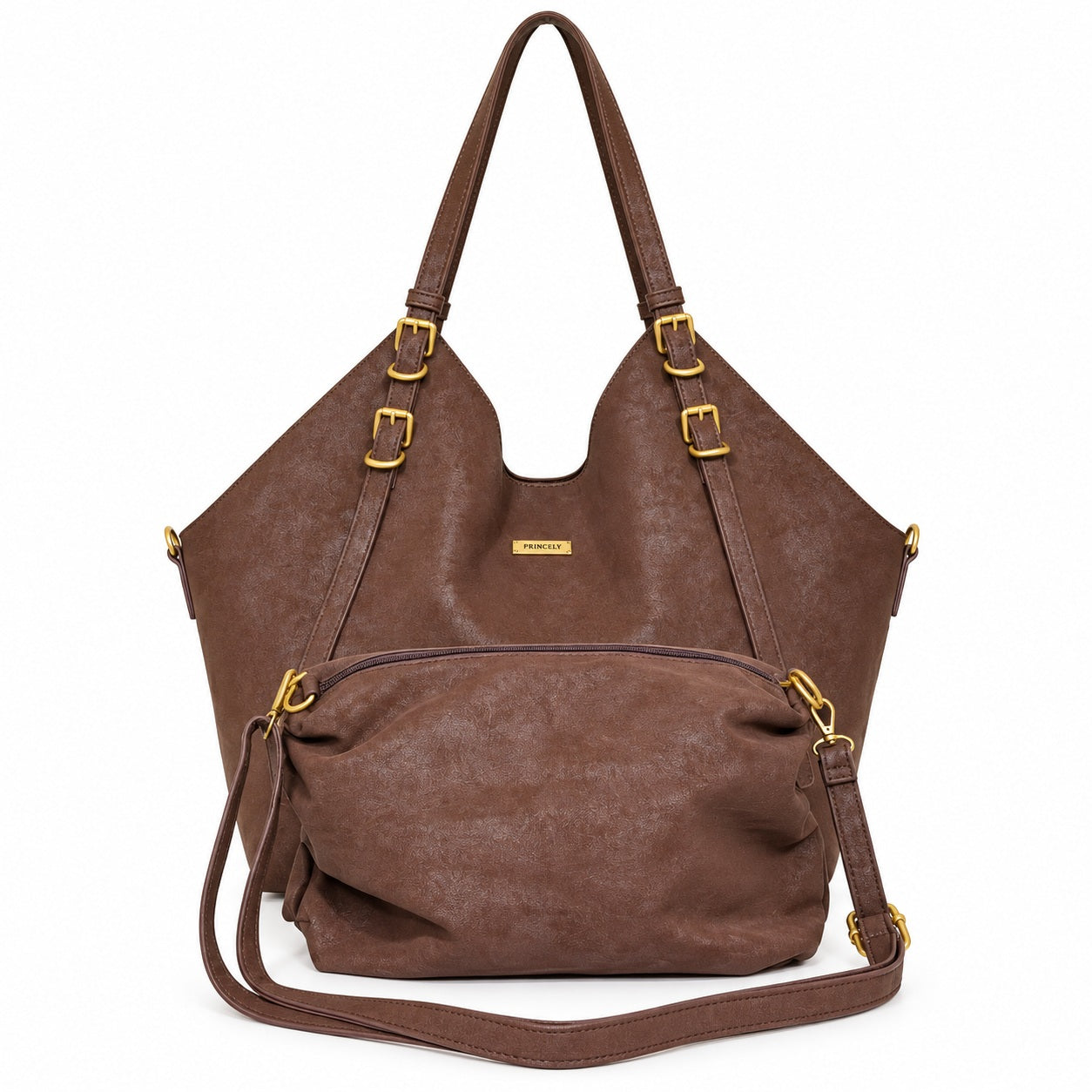 princely-london-marina-beuteltasche-coffee-2-in-1-nubuk image 2