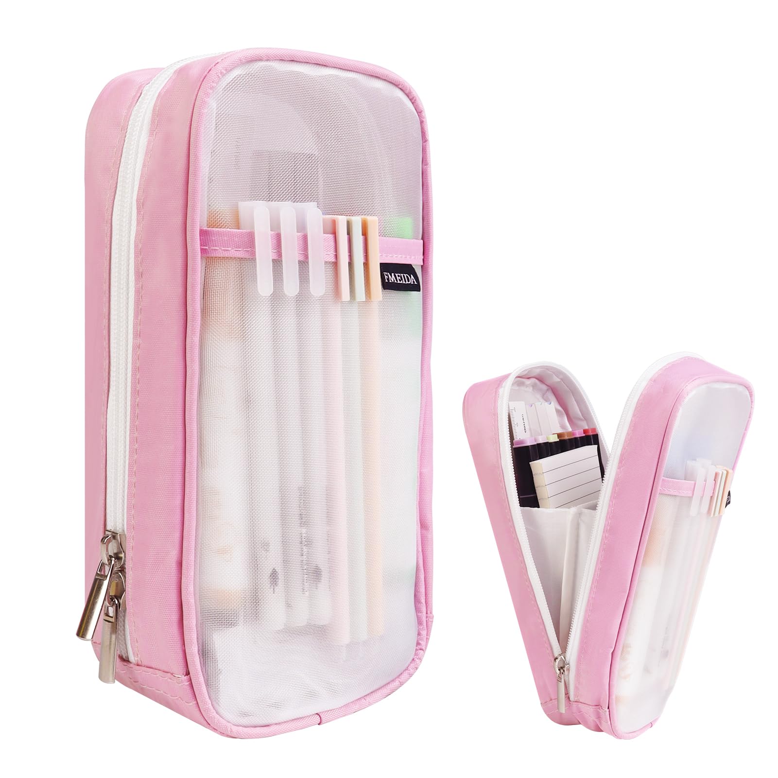 fmeida-grid-mesh-pencil-case-federmappe-schwarz-wei-4-f-cher image 7