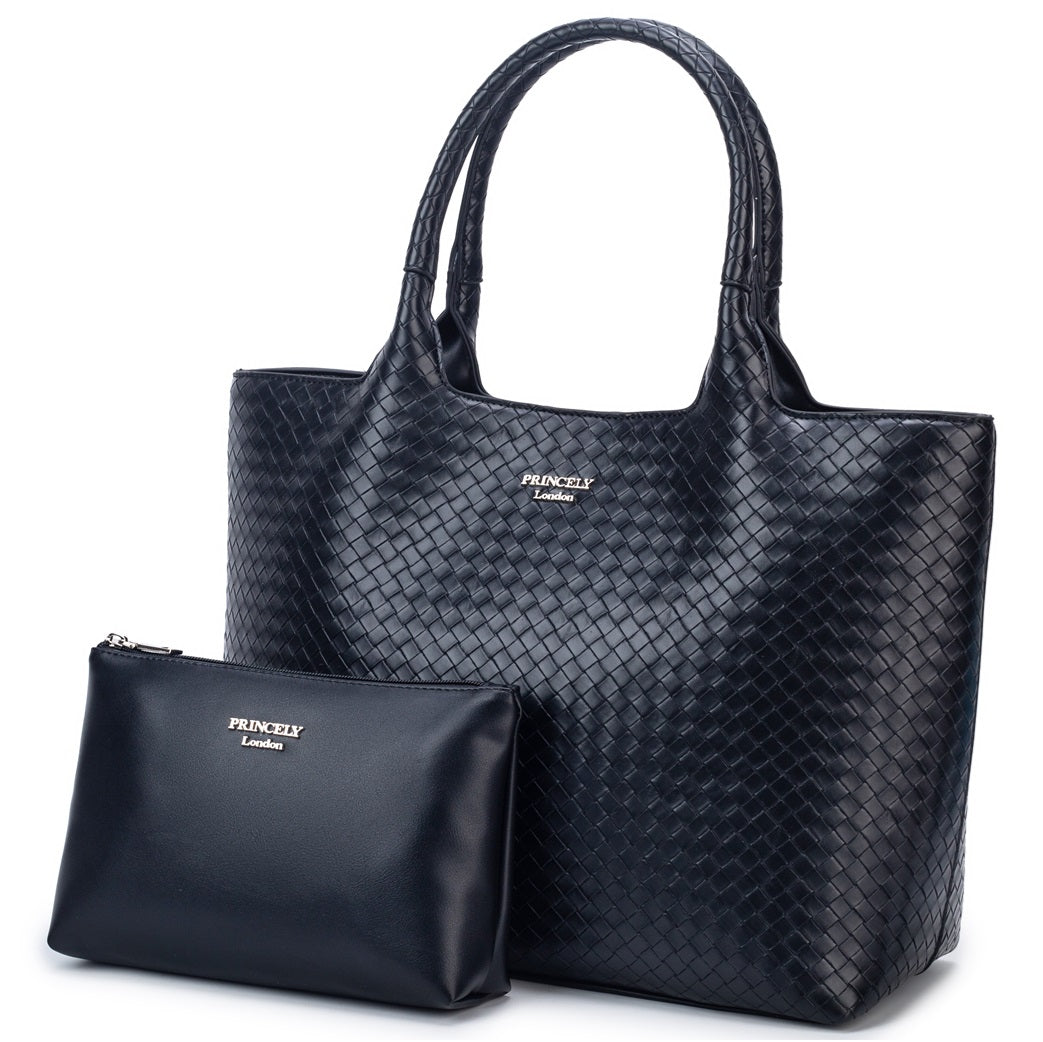 princely-london-bonny-shopper-schwarz-flechtoptik-37cm image 2