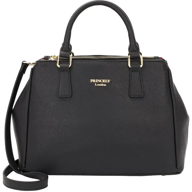 princely-london-viktoria-handtasche-schwarz-mit-f-chern image 1