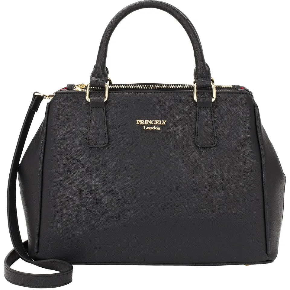 princely-london-viktoria-handtasche-schwarz-mit-f-chern image 1