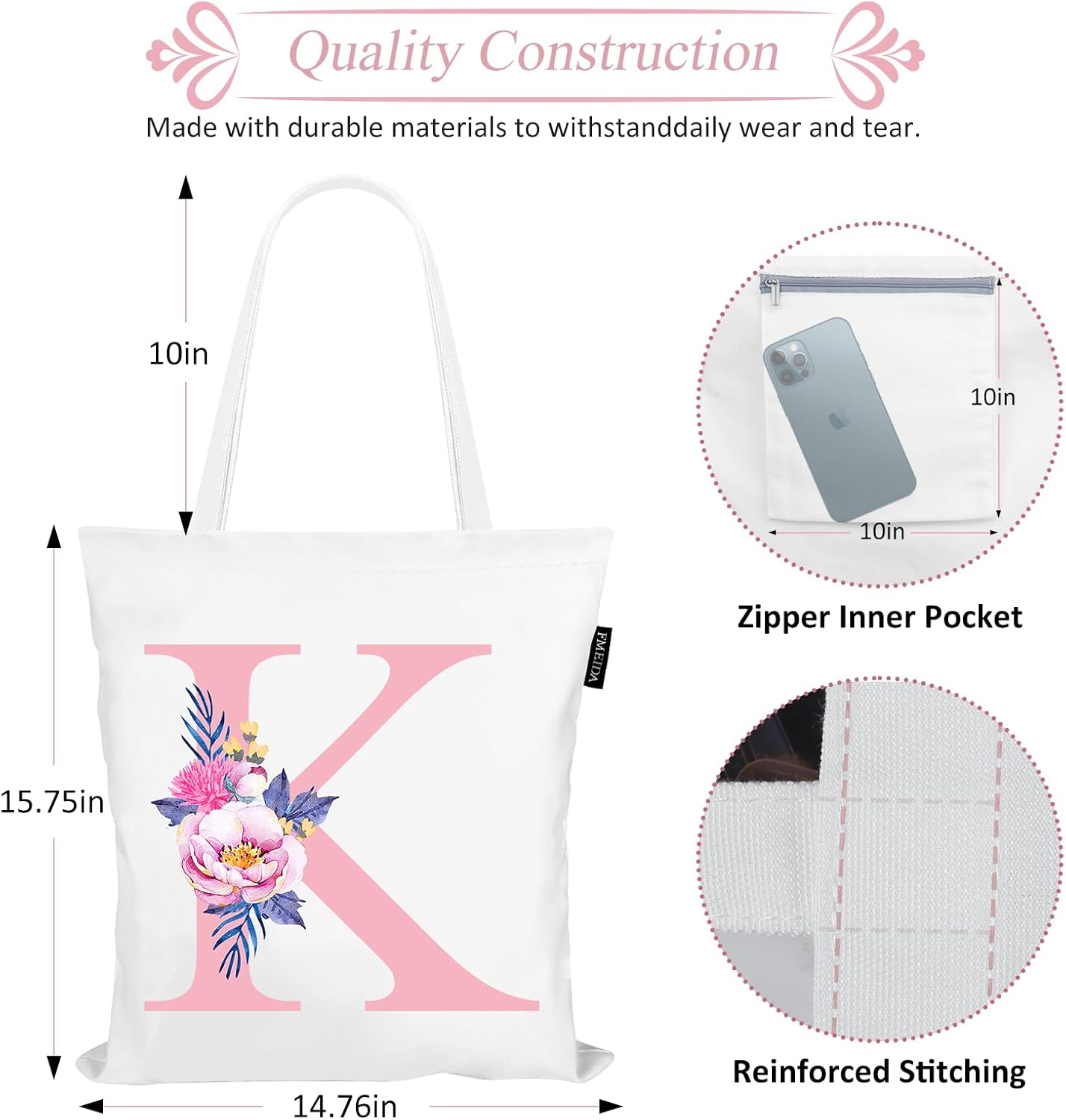 fmeida-tote-bag-buchstabe-g-stofftasche-rosa-baumwolle image 3