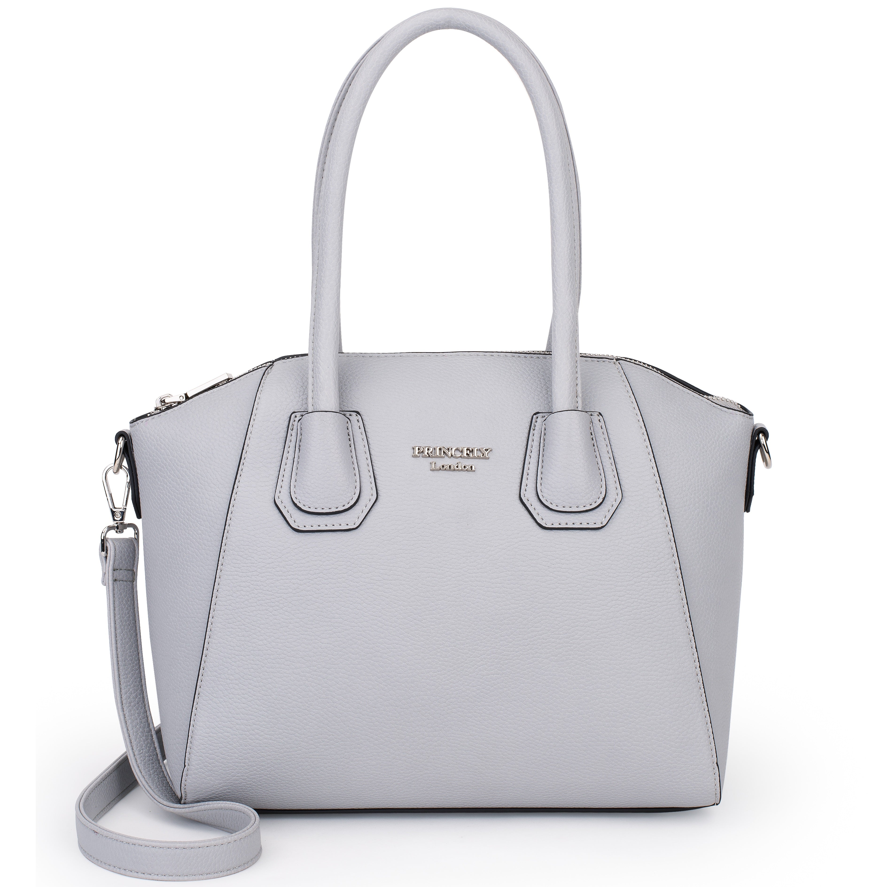 princely-london-stella-handtasche-hellgrau-weiches-kunstleder image 1