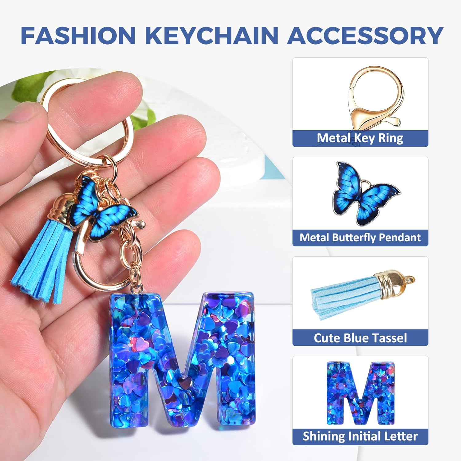 fmeida-keychain-schl-sselanh-nger-buchstabe-b-blau-harz image 1