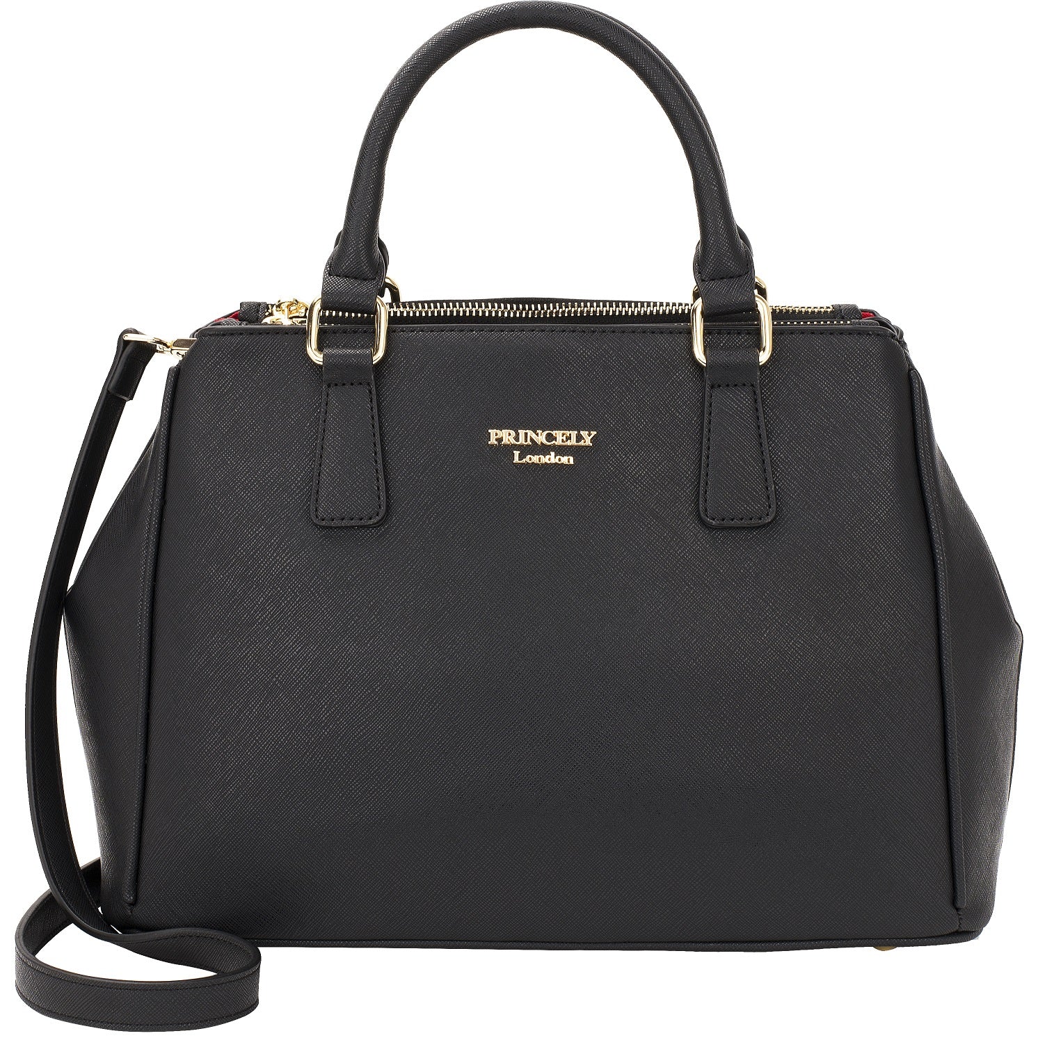 princely-london-viktoria-handtasche-schwarz-mit-f-chern image 1