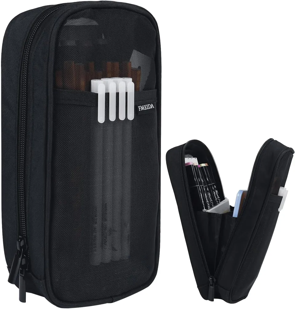 fmeida-pencil-case-federm-ppchen-schwarz-mesh-4-f-cher image 1