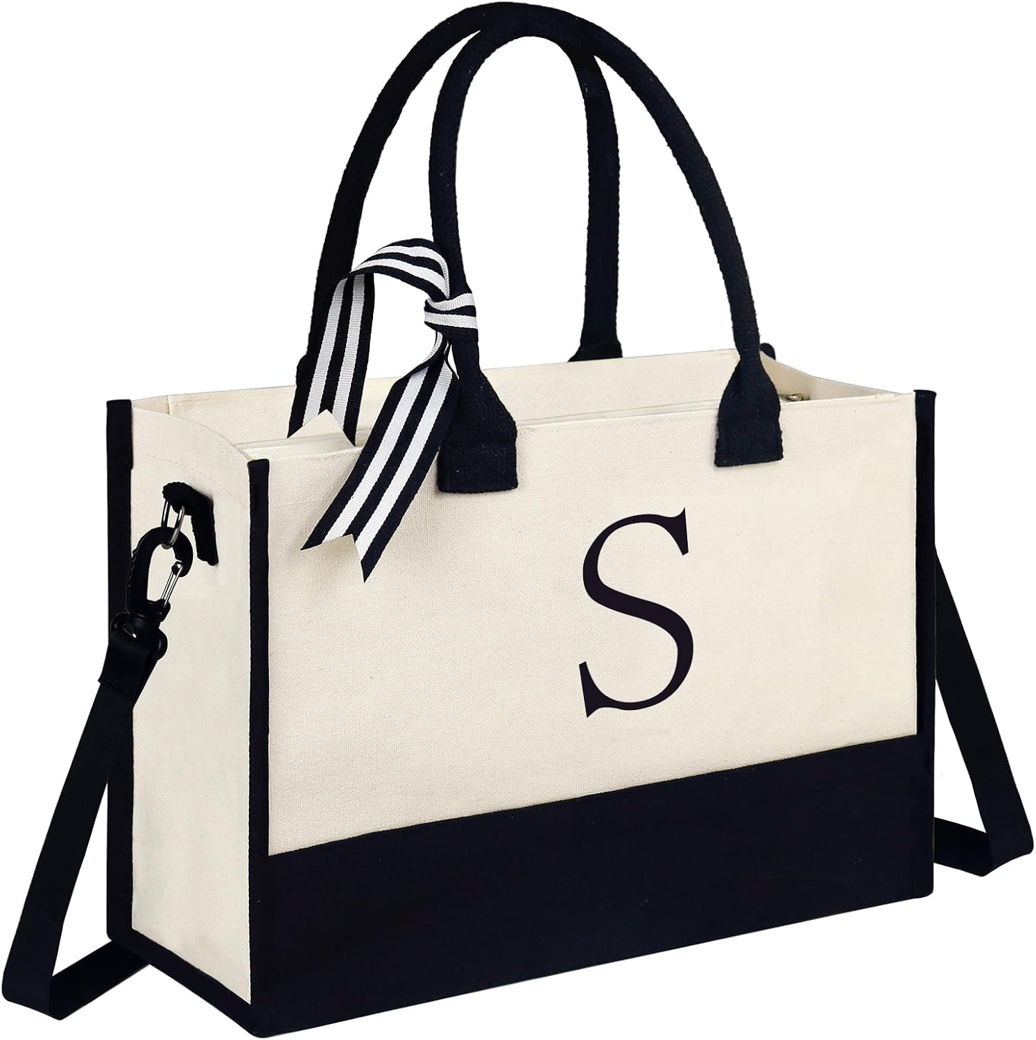 fmeida-tote-bag-canvas-buchstabe-b-natur-tragetasche-reissverschl image 1