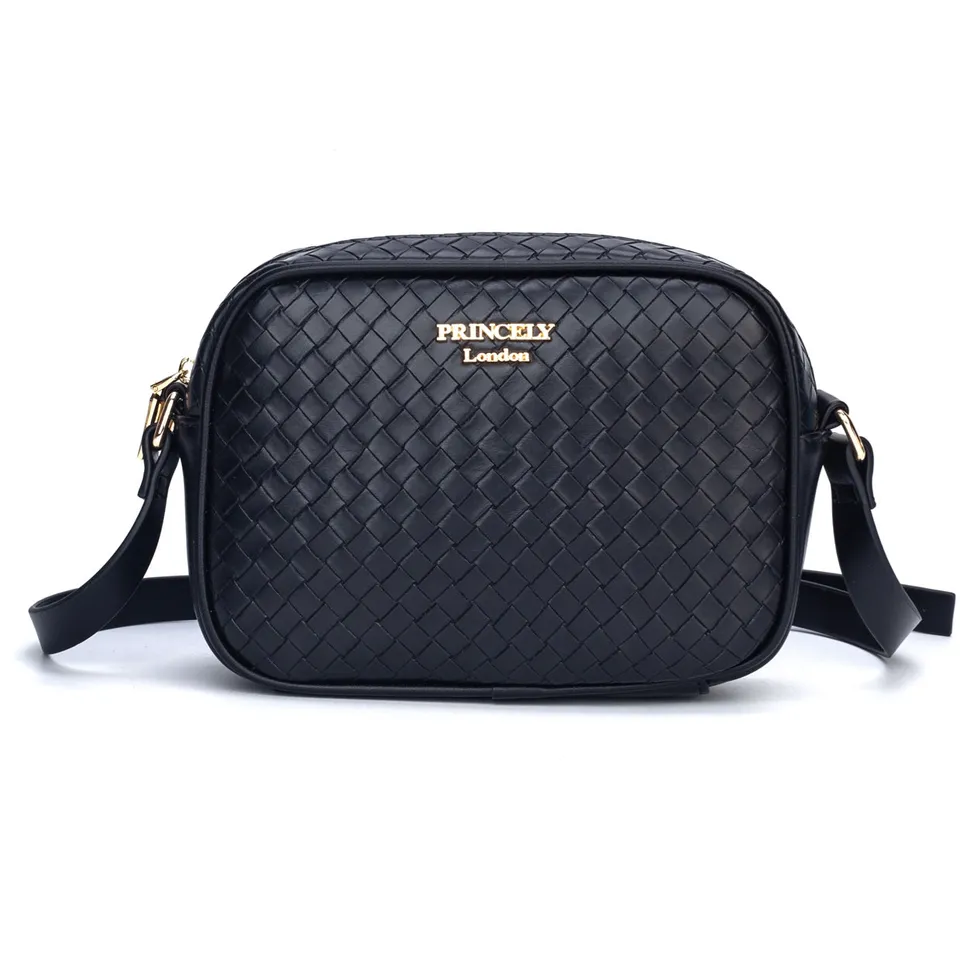 princely-london-maya-schultertasche-schwarz-flechtoptik image 1