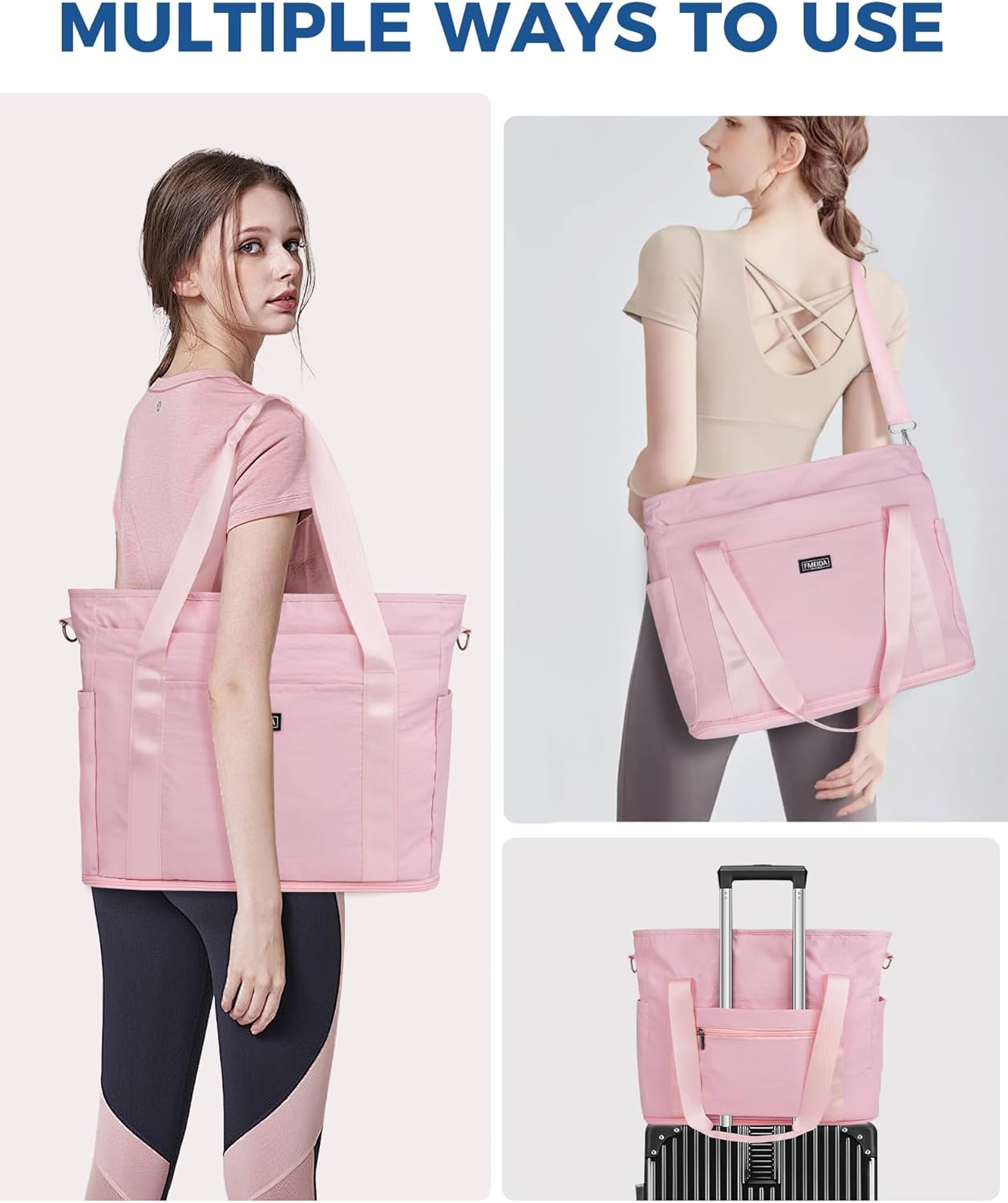 fmeida-duffle-bag-sporttasche-pink-schuhfach-gym-weekender-damen image 7