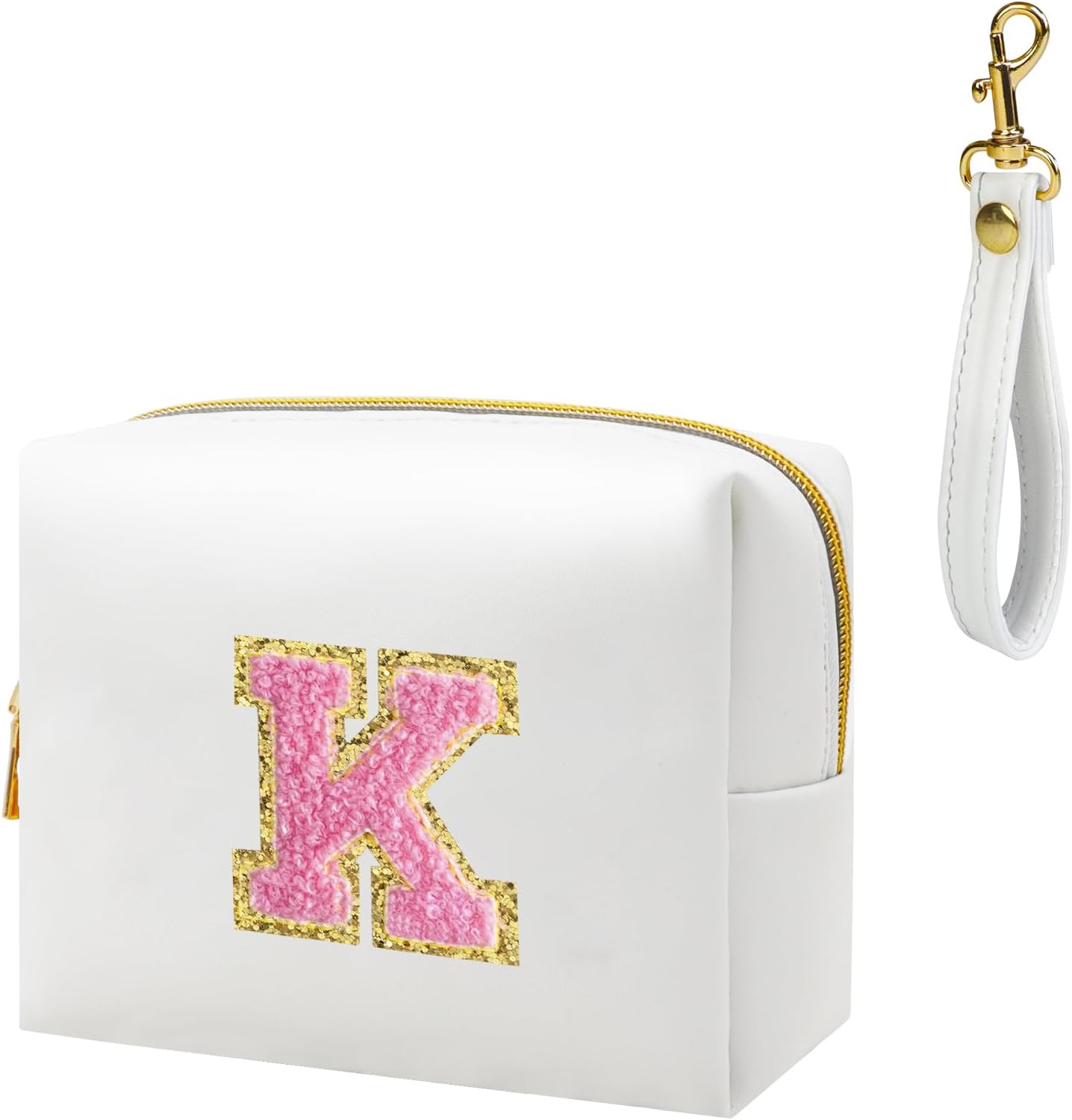 fmeida-makeup-bag-kosmetiktasche-wei-perle-buchstabe-k-klein image 1