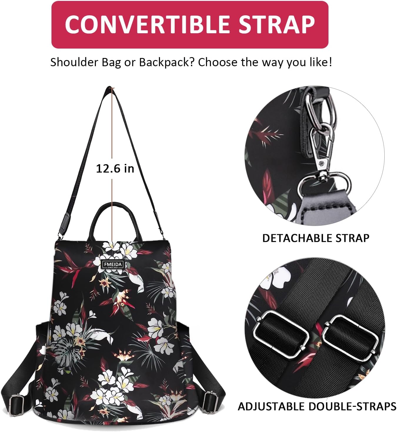 fmeida-backpack-rucksack-damen-schwarz-wasserdicht-nylon image 6