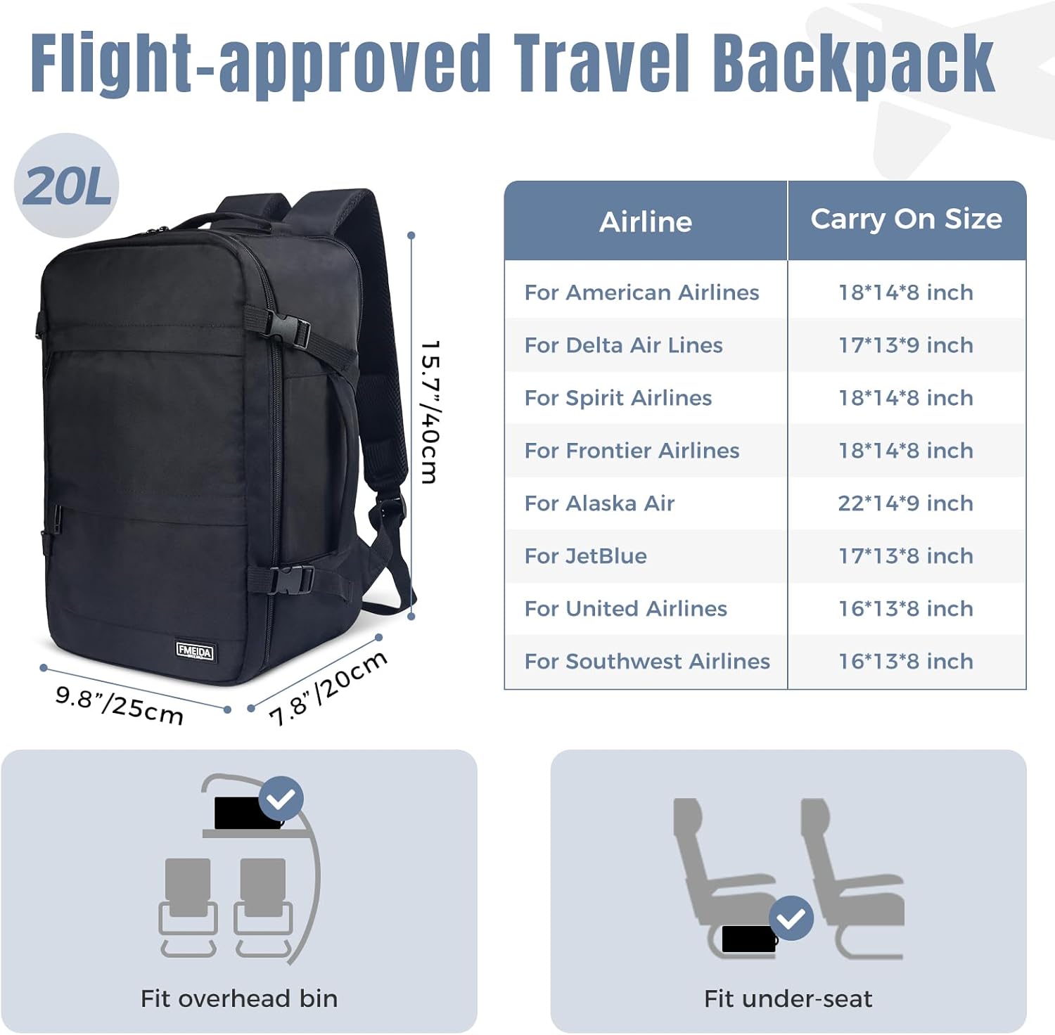 fmeida-backpack-rucksack-20l-schwarz-ryanair-handgep-ck-laptop image 2