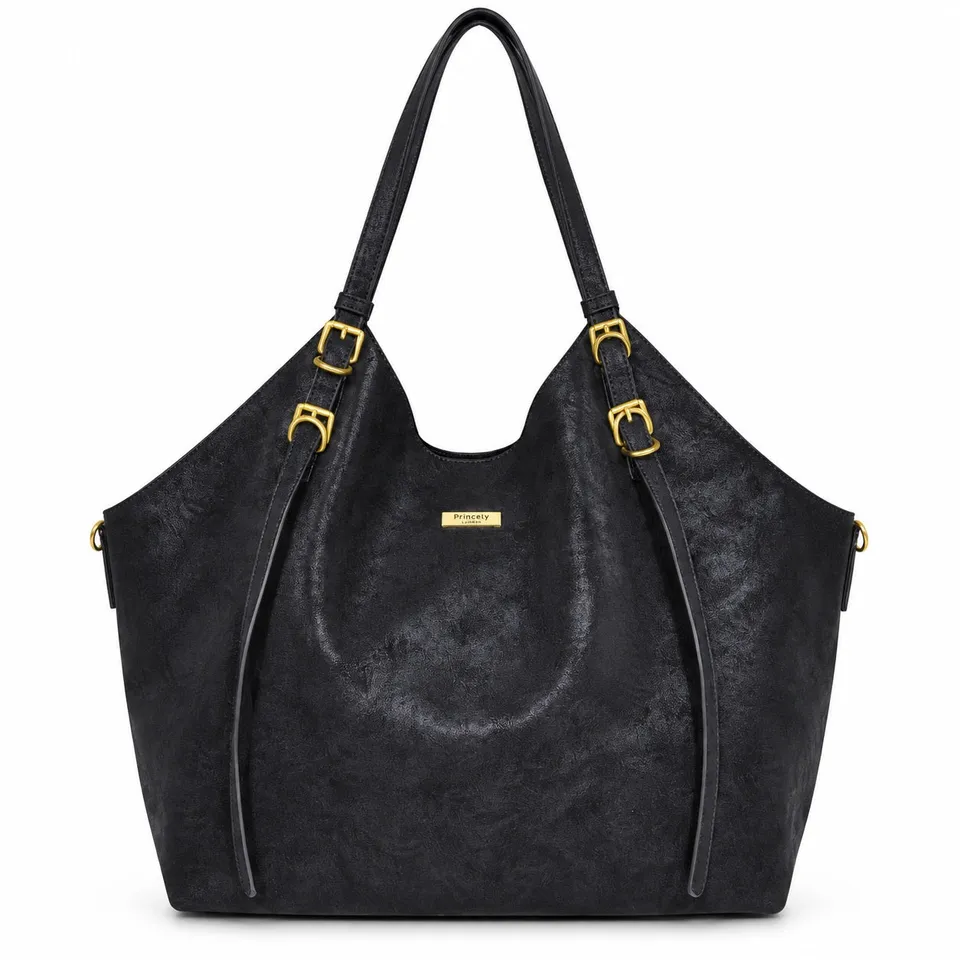 princely-london-marina-hobo-bag-schwarz-nubuk-innentasche image 1