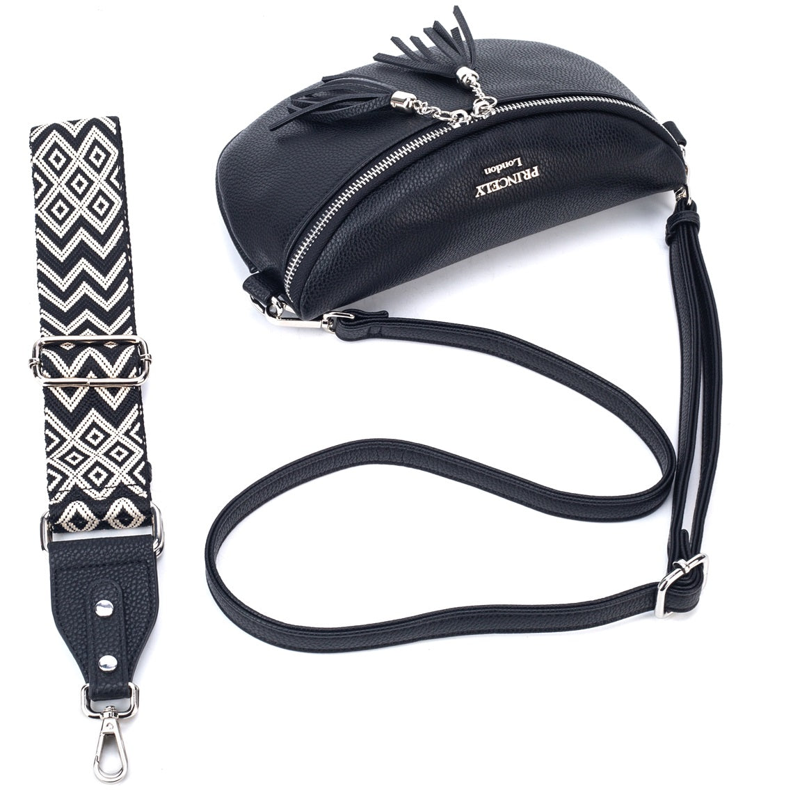 princely-london-diana-crossbody-tasche-schwarz-2-in-1-vegan image 4