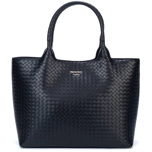 princely-london-bonny-shopper-schwarz-flechtoptik-37cm image 1