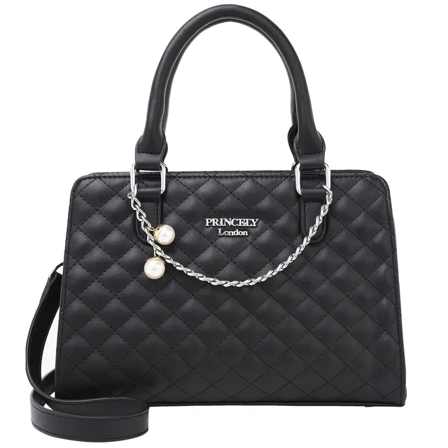 princely-london-clara-handtasche-schwarz-perlenkette image 1