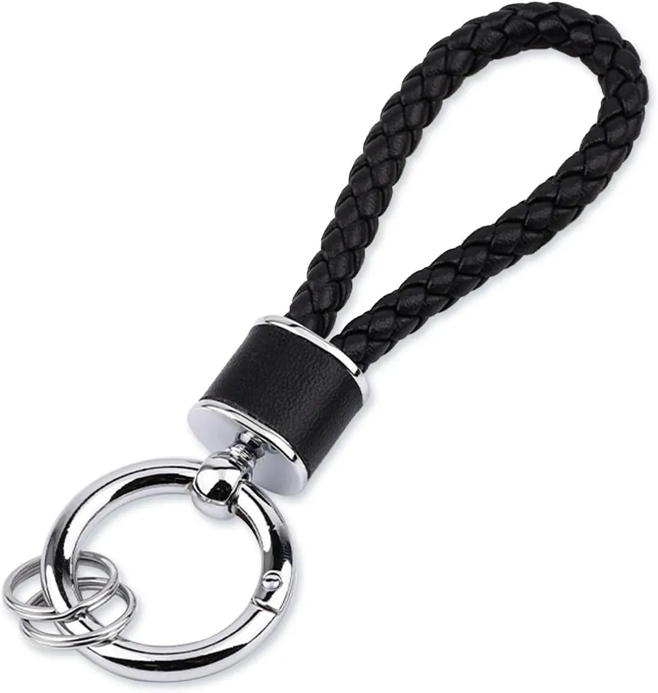 fmeida-keychain-schl-sselanh-nger-schwarz-geflochten-leder image 1