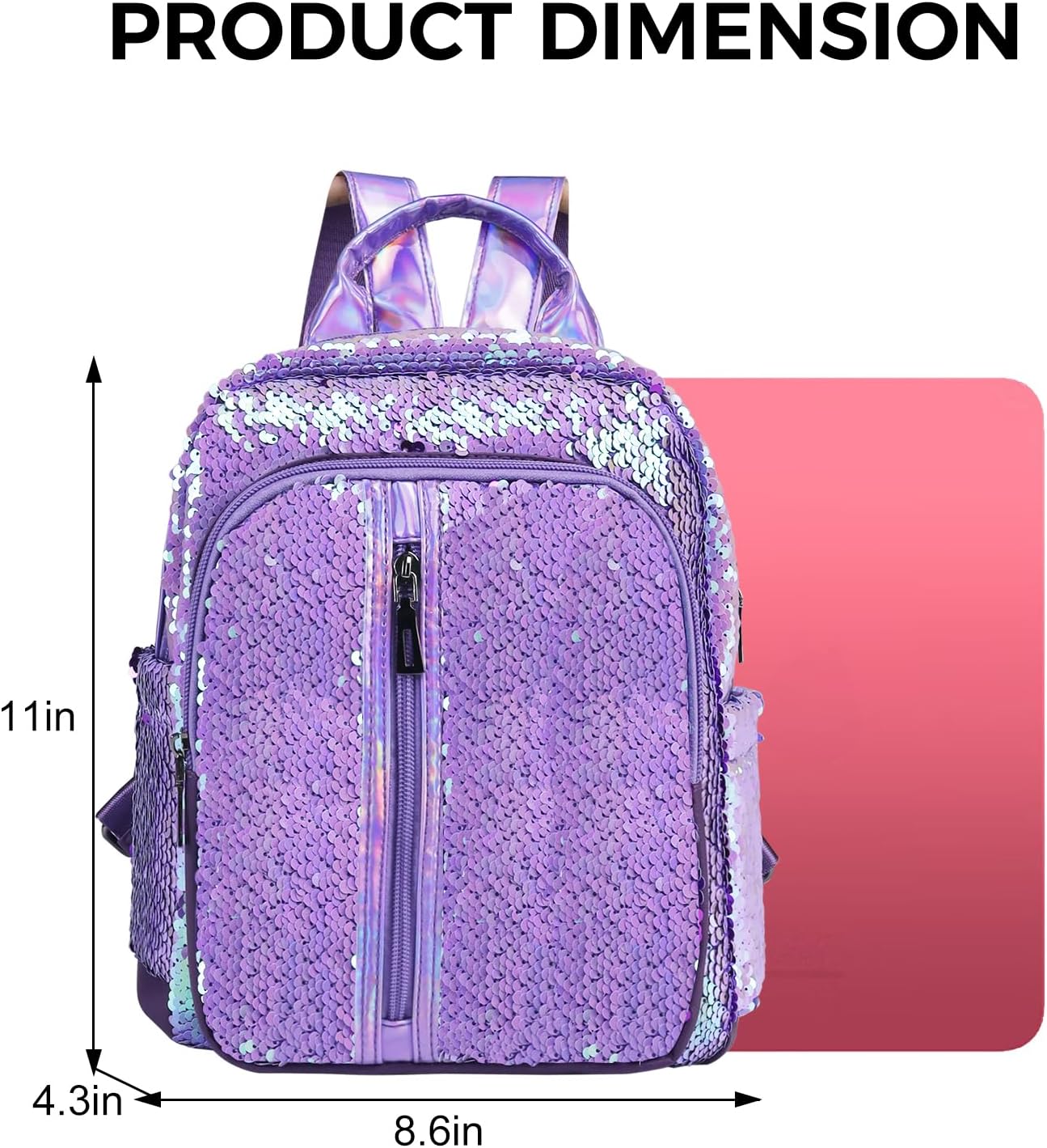 fmeida-backpack-schulrucksack-m-dchen-lila-pailletten-glitzer image 2
