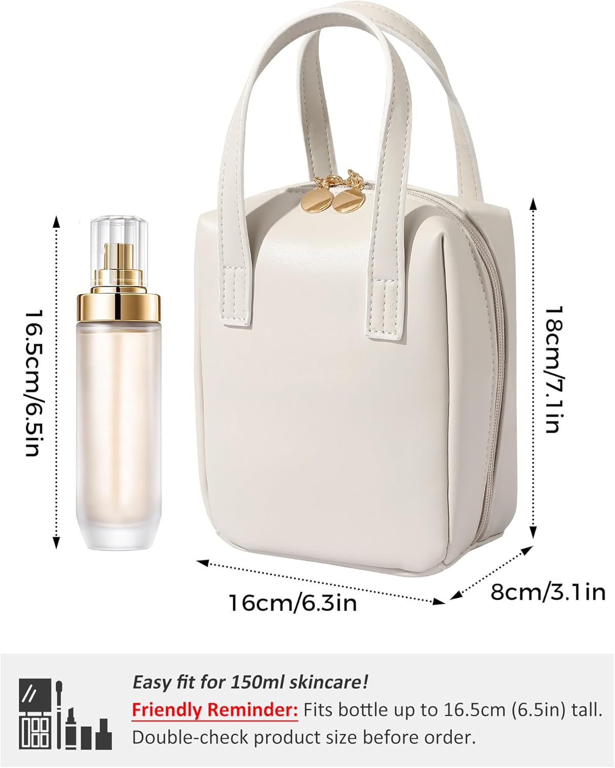 fmeida-makeup-bag-kosmetiktasche-apricot-kunstleder-griff image 5