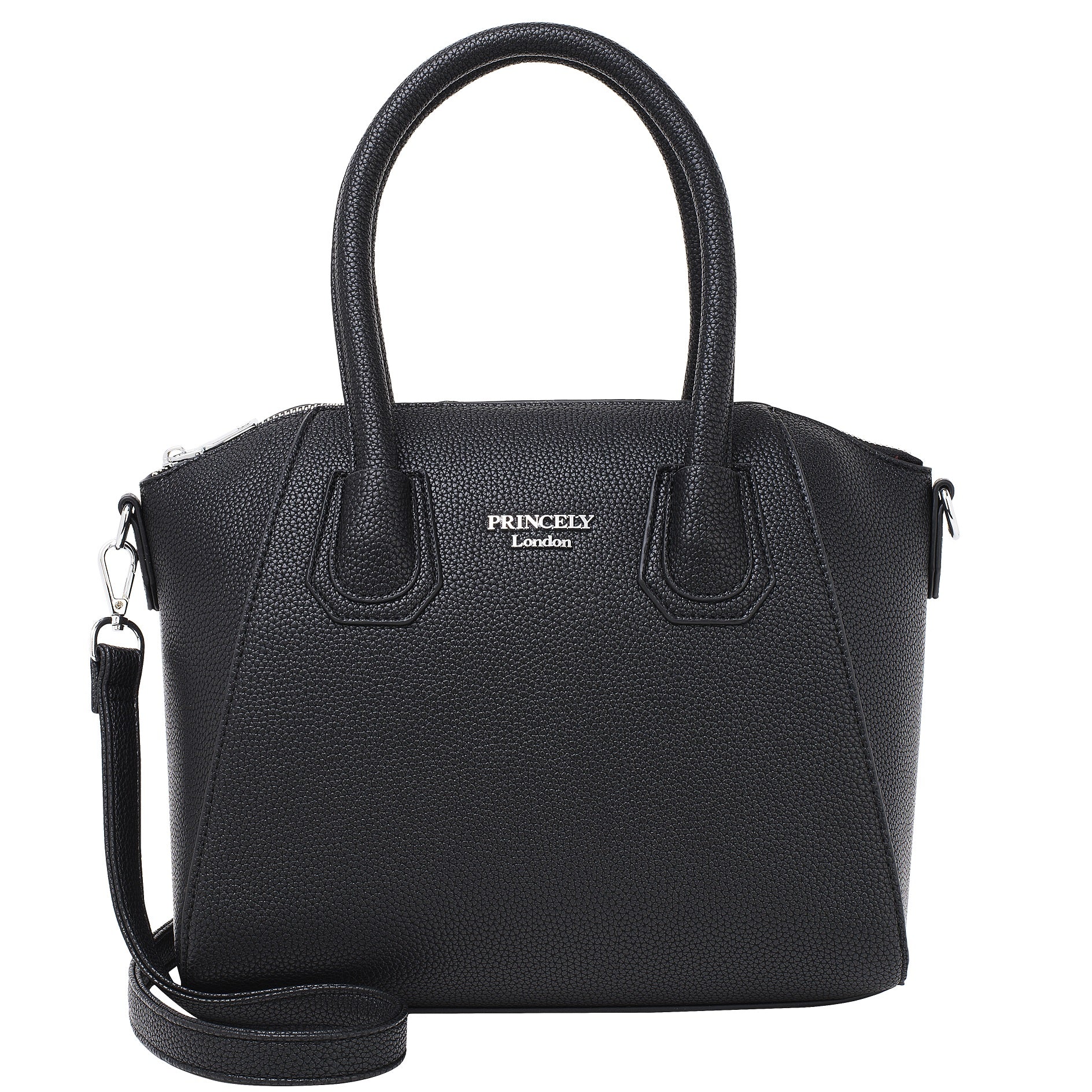 princely-london-stella-handtasche-schwarz-weiches-kunstleder image 1