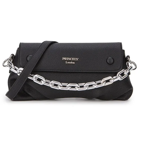 princely-london-laura-schultertasche-schwarz-abendtasche-kette image 1