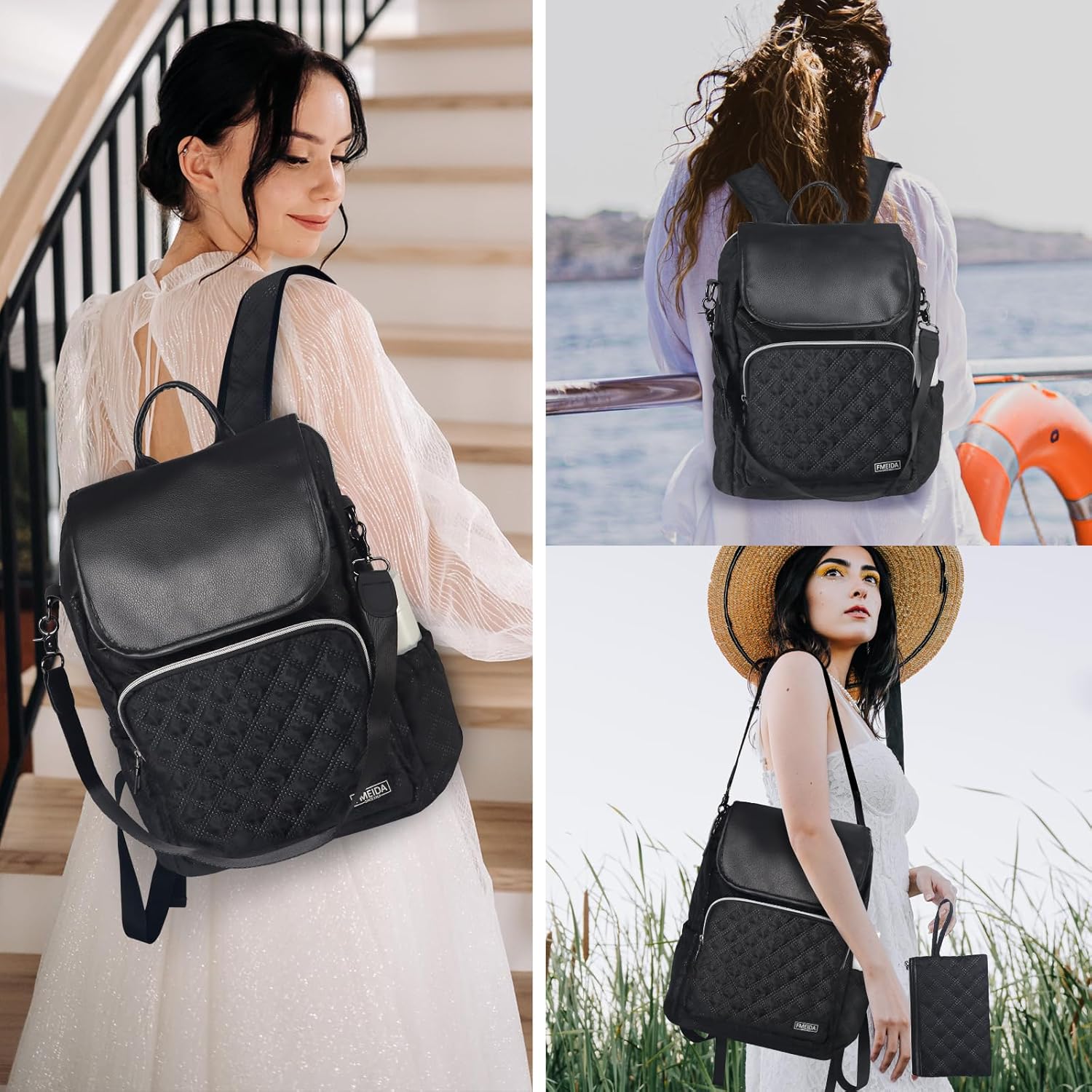 fmeida-backpack-rucksack-schwarz-15-6-damen-wasserdicht-laptop image 7
