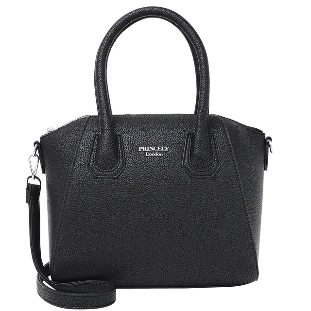 princely-london-stella-handtasche-schwarz-weiches-kunstleder image 1