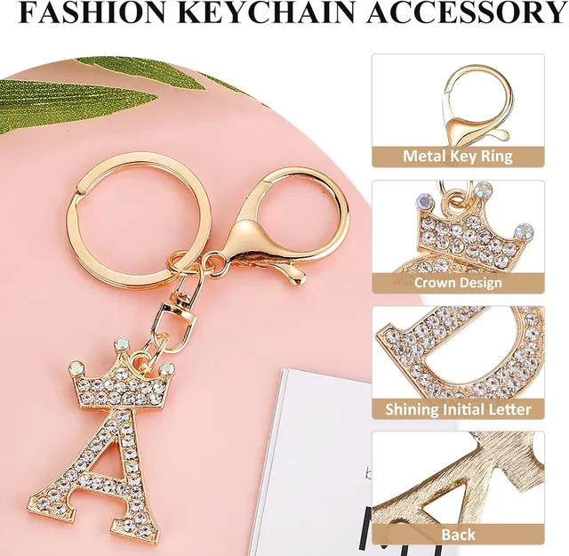 fmeida-keychain-buchstabe-a-schl-sselanh-nger-gold-krone-strass image 1