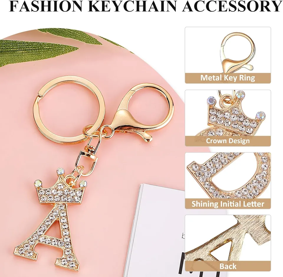 fmeida-keychain-buchstabe-a-schl-sselanh-nger-gold-krone-strass image 1