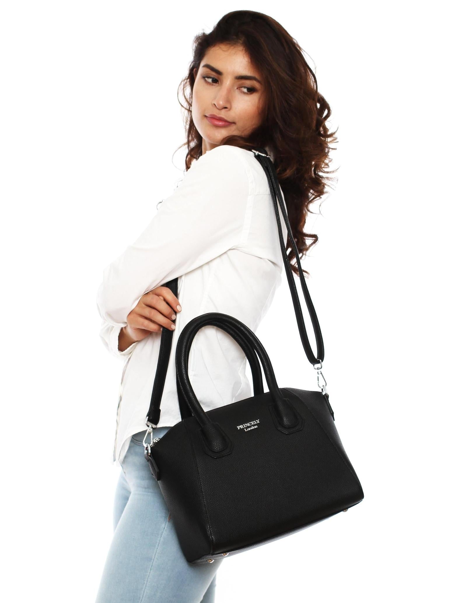 princely-london-stella-handtasche-schwarz-weiches-kunstleder image 5