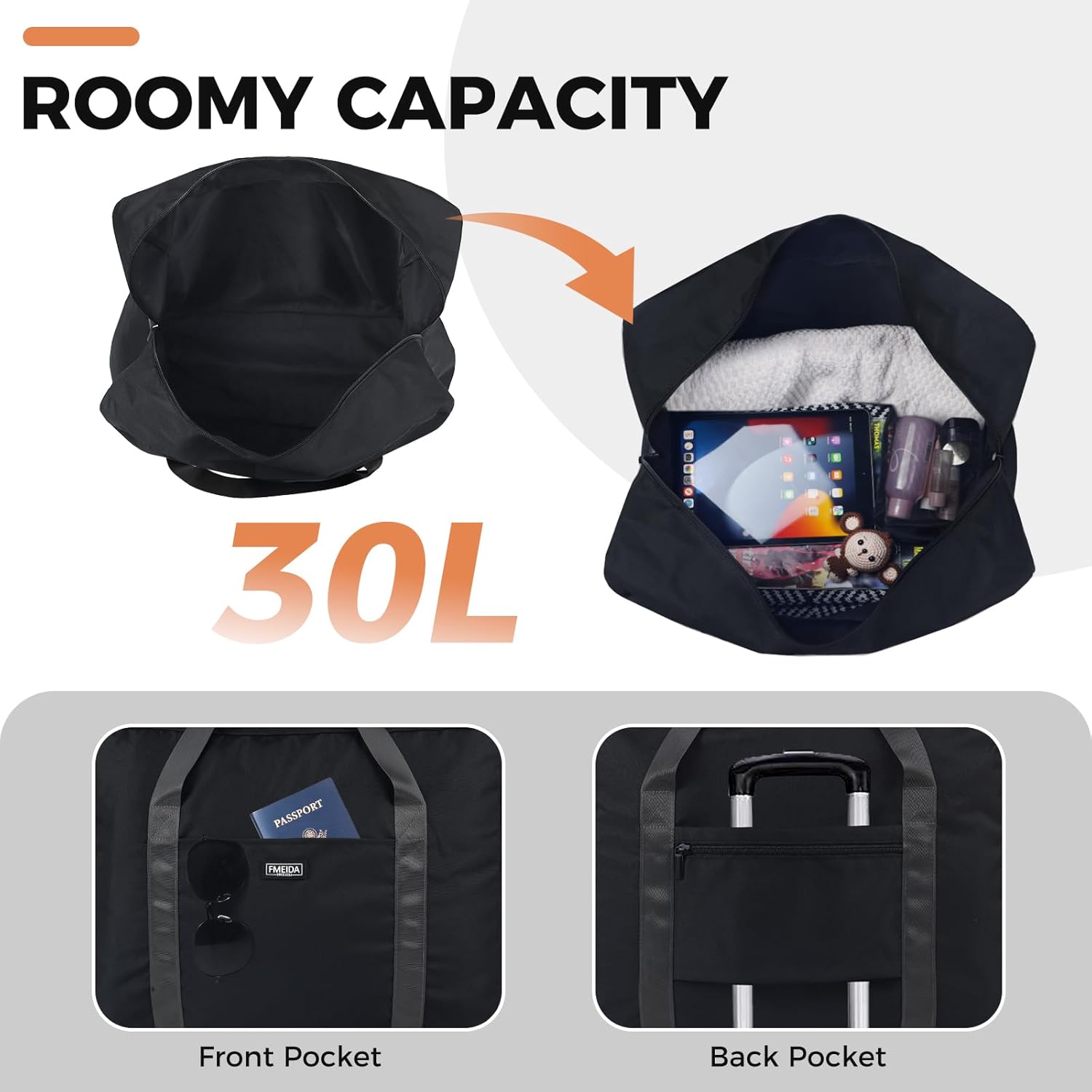 fmeida-duffle-bag-reisetasche-30l-schwarz-handgep-ck-nylon image 4