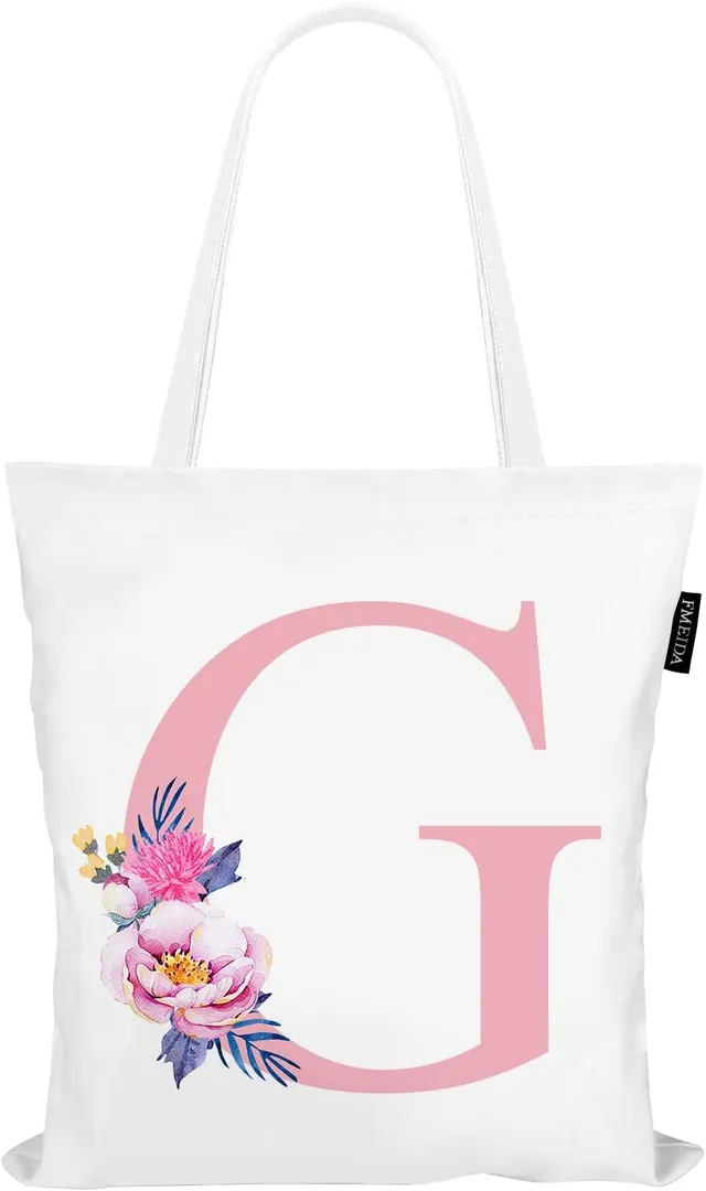 fmeida-tote-bag-buchstabe-g-stofftasche-rosa-baumwolle image 1